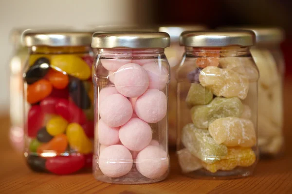 Colorful jelly mix in jars