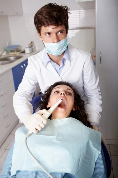 Dentist examination and teeth medical treatment — Stock Photo, Image