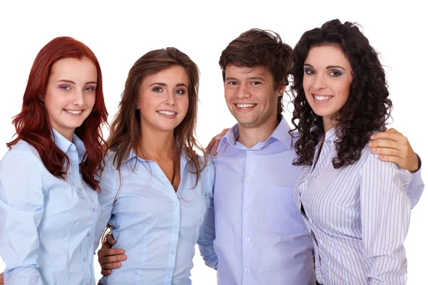 年轻人微笑的女企业家和商人，孤立的 o 组 — 图库照片