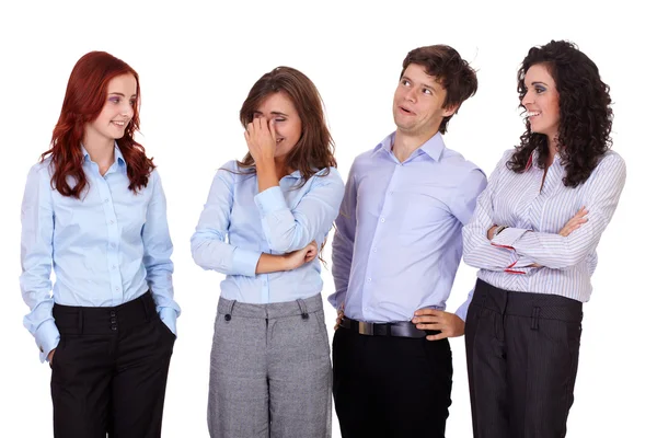 Young smiling group of businesswomen and businessman, isolated o Stock Picture