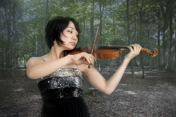 Joven violinista femenina — Foto de Stock