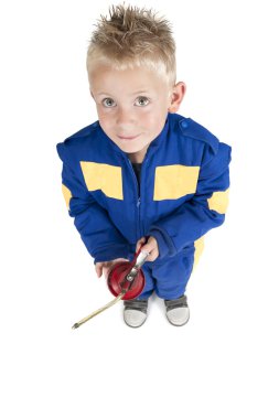 coverall petrol pipet ile çocuk