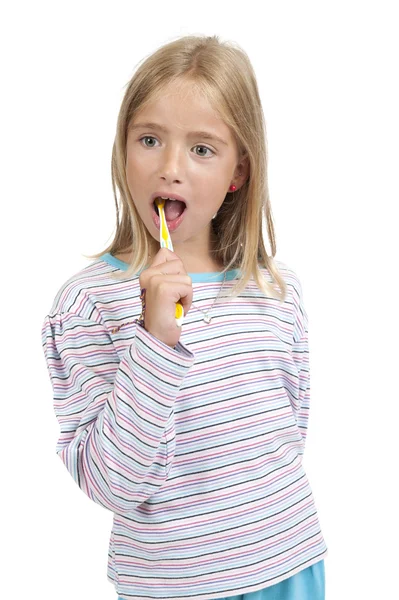 Gril with toothbrush — Stock Photo, Image