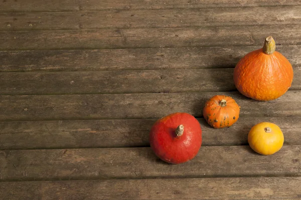 Pumpkins on a old wooden floor — Stock Photo, Image