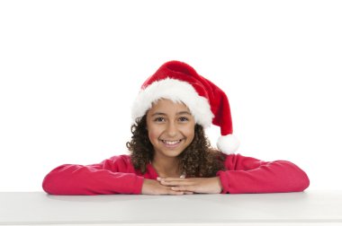 beyaz Noel şapka ile kız