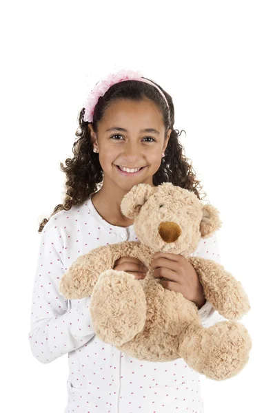 Girl with teddy bear — Stock Photo, Image