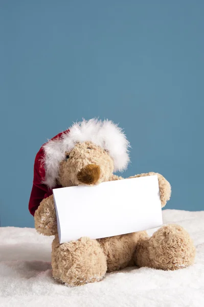 Xmas teddybeer met kaart — Stockfoto