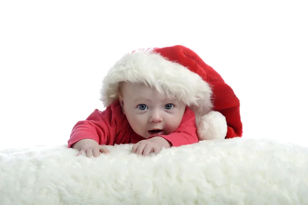 4 meses de idade bebê com chapéu de Natal — Fotografia de Stock