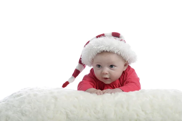 4 meses de idade bebê com chapéu de Natal — Fotografia de Stock