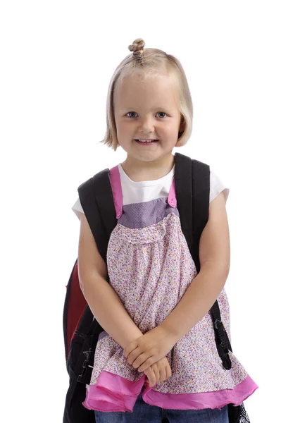 Happy preschooler with backpack — Stock Photo, Image