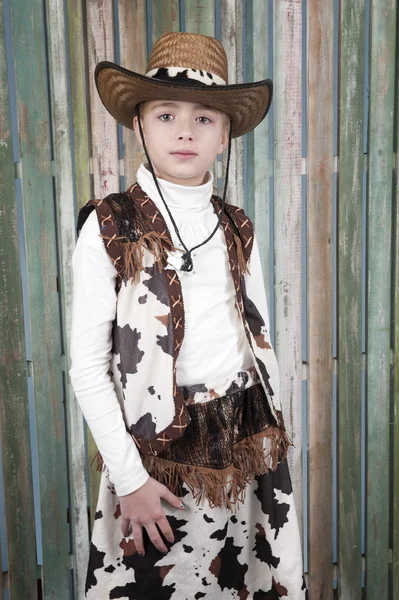 Cowgirl em roupa de país — Fotografia de Stock