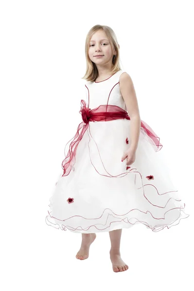 Petite fille en robe de mariée — Photo
