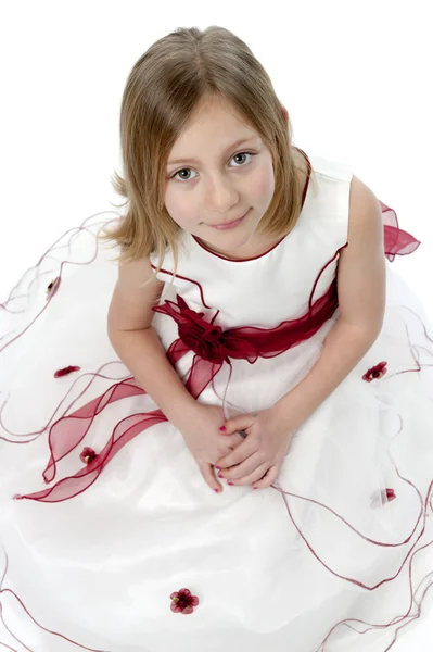 Petite fille en robe de mariée — Photo