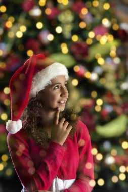 Noel şapka ile kız