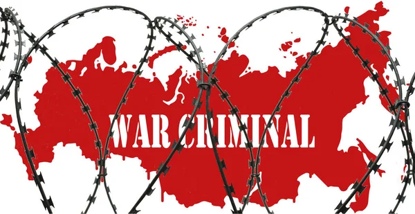 Üzerinde Savaş Suçlusu Yazan Kırmızı Rusya Haritası — Stok fotoğraf