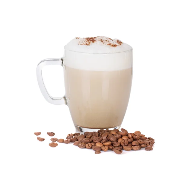 Cup of latte isolated on white — Stock Photo, Image