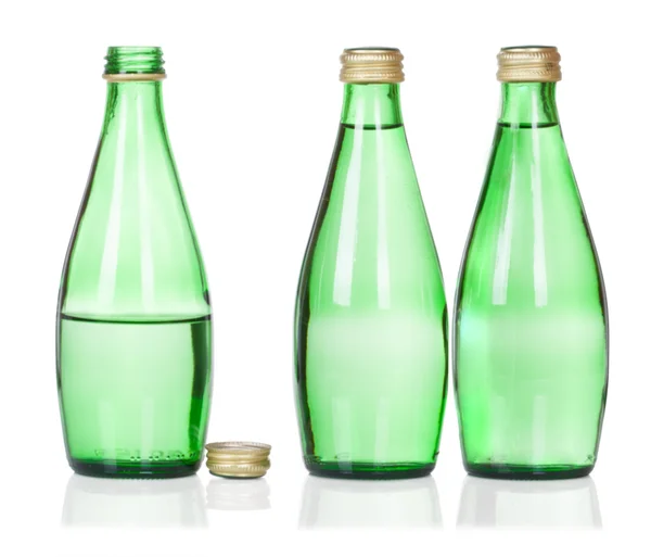 Tres botellas de agua de soda en blanco — Foto de Stock