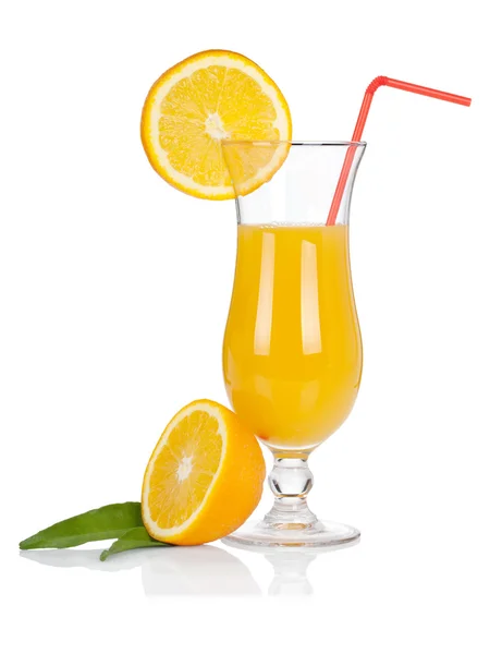 Cocktail glass set. Hurricane with orange juice and orange slice Stock Picture