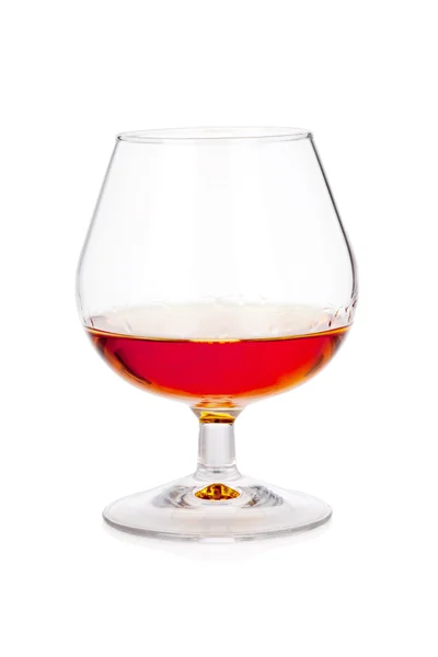 Glass of cognac or scotch on white — Stock Photo, Image