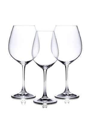 Cocktail glass set. Empty red and white wine glasses isolated on clipart