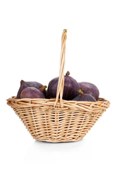 Figs in a basket isolated on white background — Stock Photo, Image