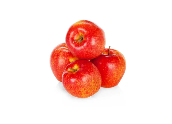 Vier rode appels geïsoleerd op wit — Stockfoto