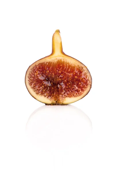 Half sliced fig isolated on white background — Stock Photo, Image