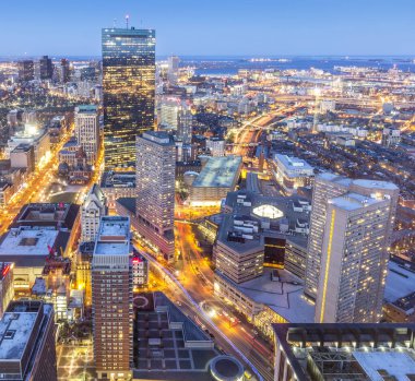Boston 'un Massachusetts, ABD' deki hava manzarası.