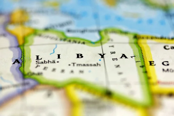 地图上的利比亚特写镜头 — 图库照片