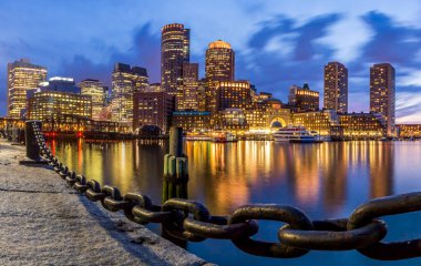 Boston manzarası Massachusetts, ABD Boston Limanı.