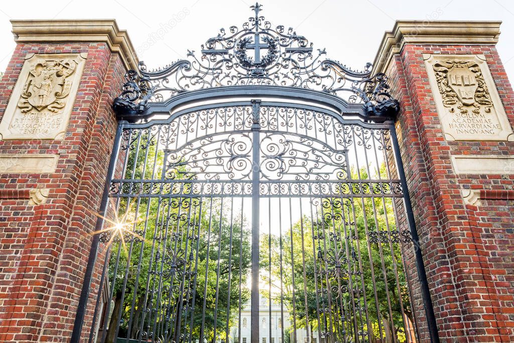 The Harvard University Gate in Cambridge, MA, USA