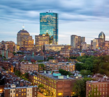 Boston 'un Massachusetts, ABD' deki hava manzarası.