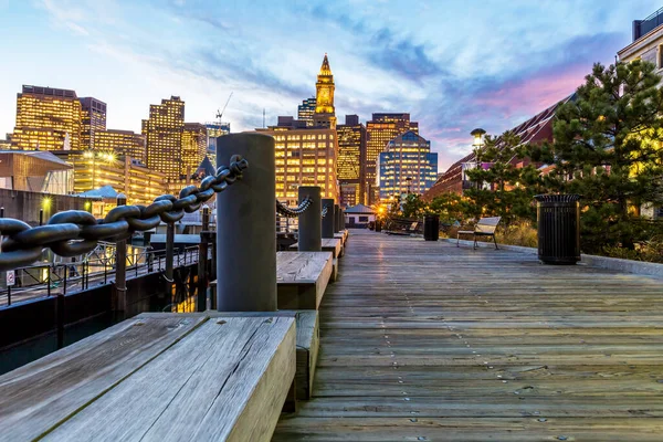 Massachusetts Abd Geceleyin Boston Manzarası — Stok fotoğraf