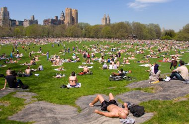 Yazın New York 'taki ikonik Central Park, ABD.