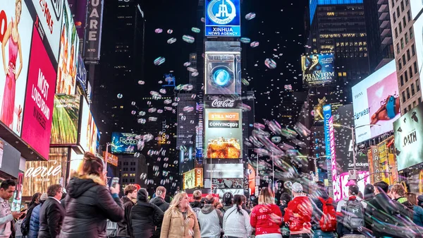Uitzicht Het Beroemde Times Square New York Stad Nachts — Stockfoto