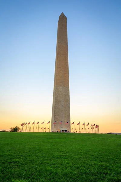 华盛顿特区 日落时的华盛顿纪念碑 — 图库照片