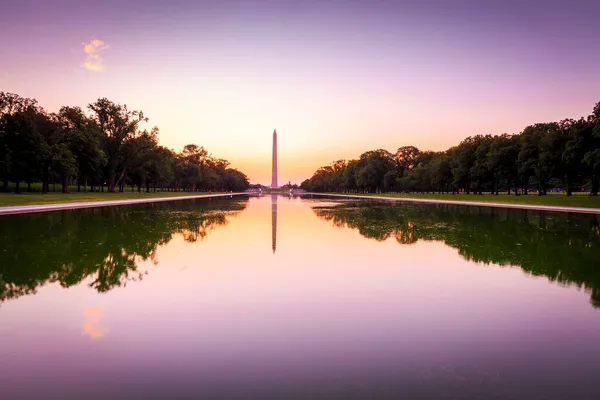 华盛顿特区 日落时的华盛顿纪念碑 — 图库照片