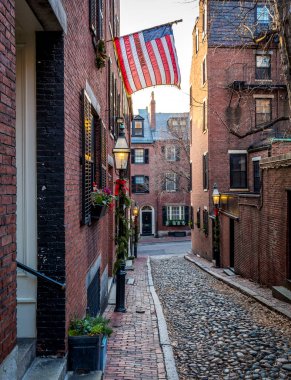 Boston 'un mimarisi Massachusetts, ABD' de Acorn Caddesi 'nde..