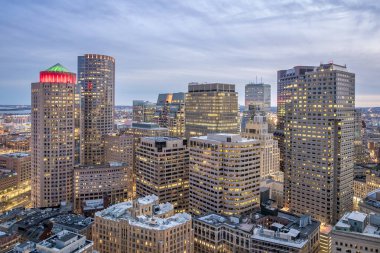 Boston 'un Massachusetts, ABD' deki hava manzarası.