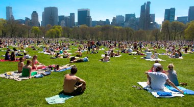 New York 'taki Central Park manzarası, ABD yazın.