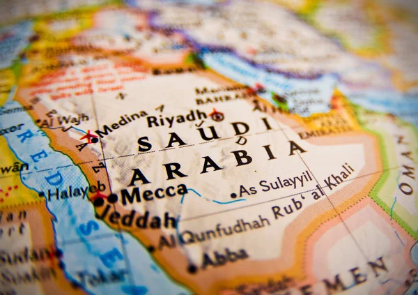 Widok Arabii Saudyjskiej Mapie — Zdjęcie stockowe