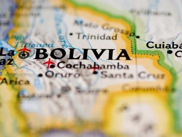 País Sul Americano Bolívia Mapa — Fotografia de Stock