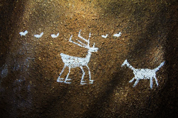 Dibujo Prehistórico Una Pared Cueva — Foto de Stock