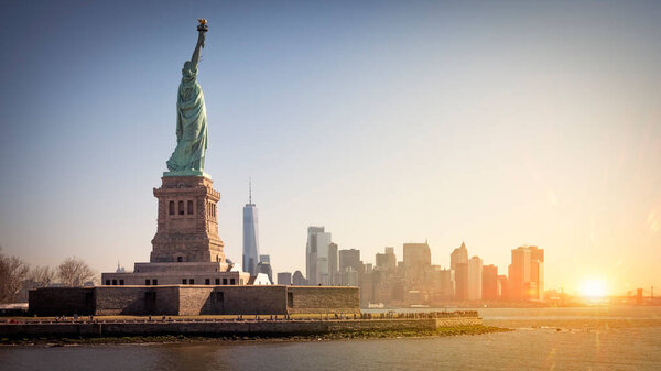 The iconic Statue of Liberty in New York city.