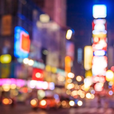 Geceleri New York şehrinin kavramsal görüntüsü Times Meydanı 'nın ışıklarını sergiliyor.