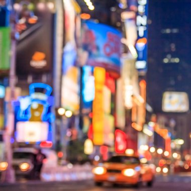 Geceleri New York şehrinin kavramsal görüntüsü Times Meydanı 'nın ışıklarını sergiliyor.