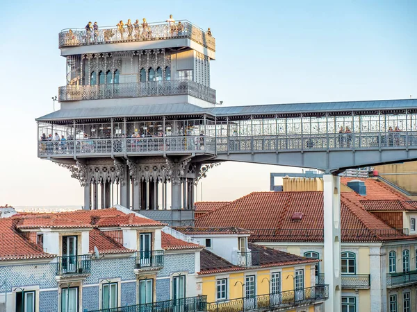 View Historic City Lisbon Portugal Elevador Santa Justa Lift — Stock Photo, Image