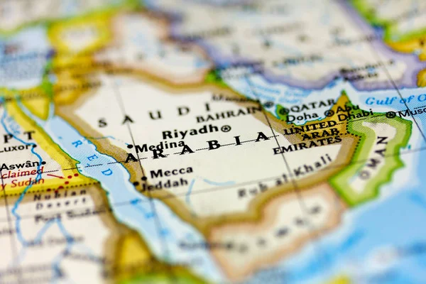 地图上的沙特阿拉伯视图 — 图库照片