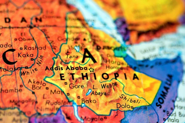 Etiópia Sobre Mapa — Fotografia de Stock