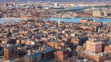 Boston 'un Massachusetts, ABD' deki hava manzarası.